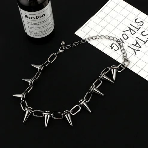 Exaggerated Punk Studded Necklace and Choker Chain