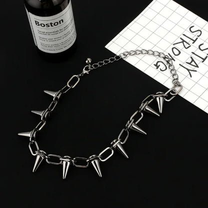 Exaggerated Punk Studded Necklace and Choker Chain