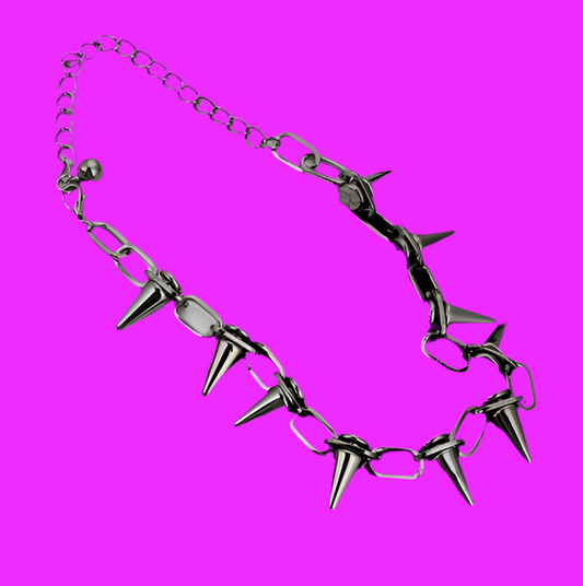 Exaggerated Punk Studded Necklace and Choker Chain
