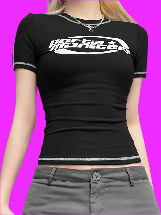 Hottie Monster Tee – fueled by chaos & caffeine”