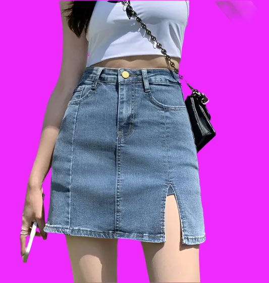 Denim Drama Skirt – slit happens”