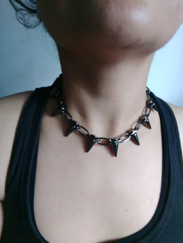 Exaggerated Punk Studded Necklace and Choker Chain